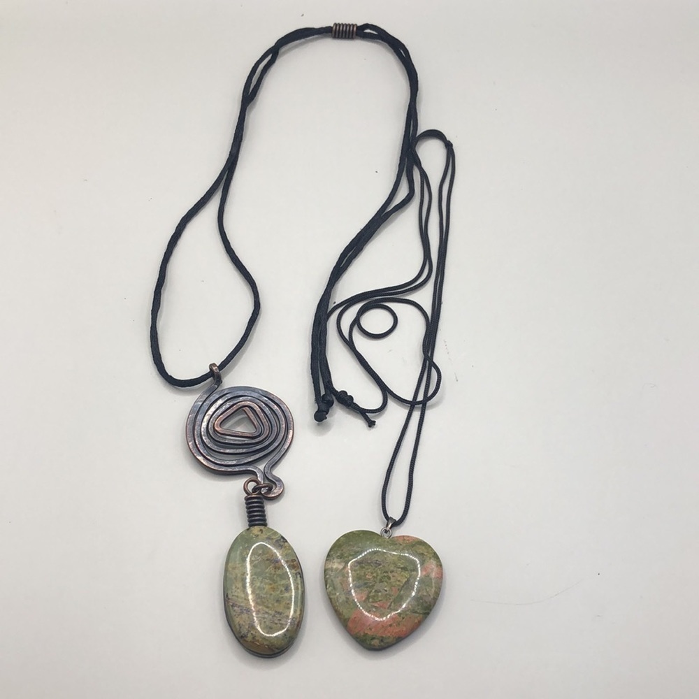 Curated bundle boho festival layered look stone long cord necklaces 2. - Picture 3 of 6